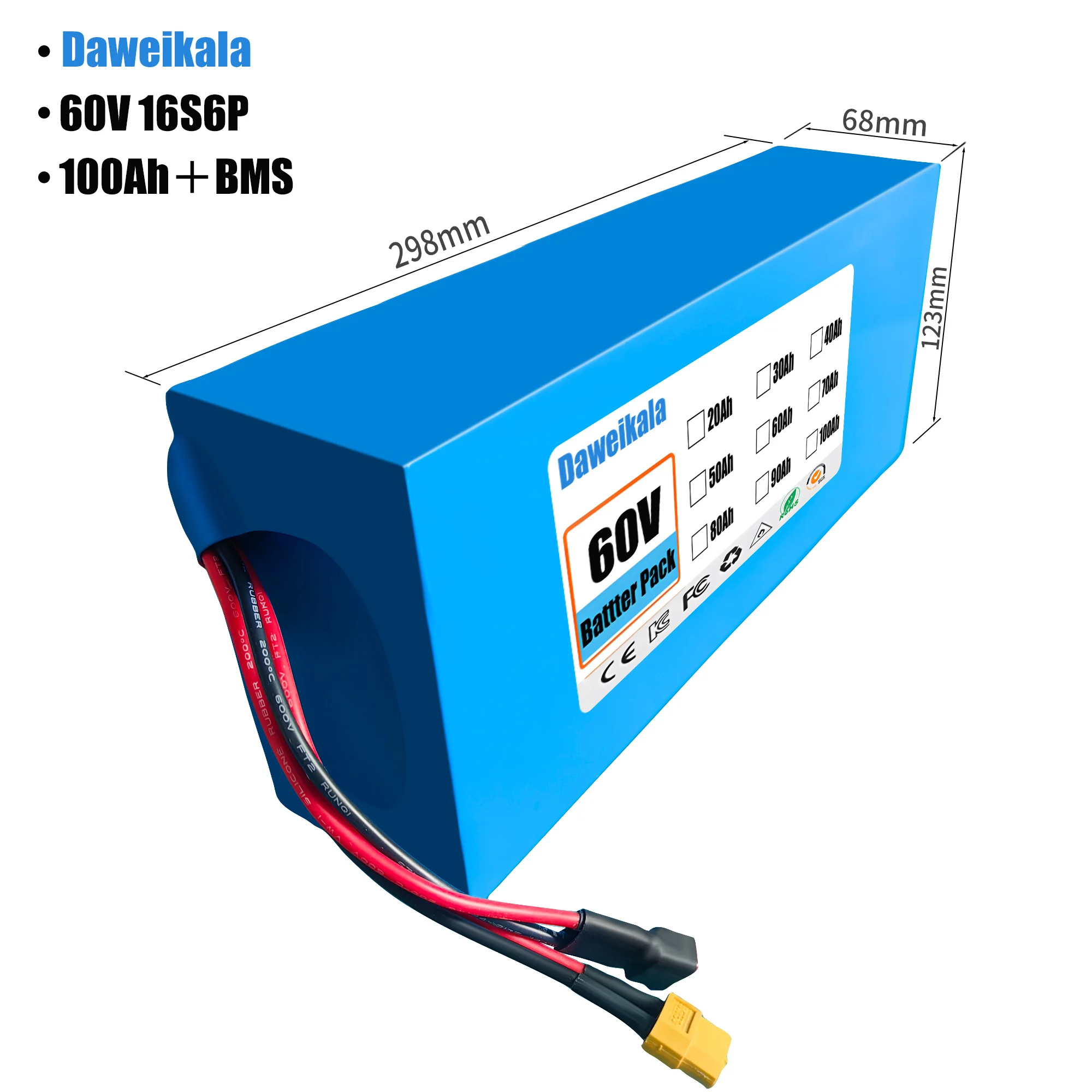 60V 50Ah Electric Scooter Battery - 60V 100Ah 16S6P 電動自転車バッテリー 18650 2500