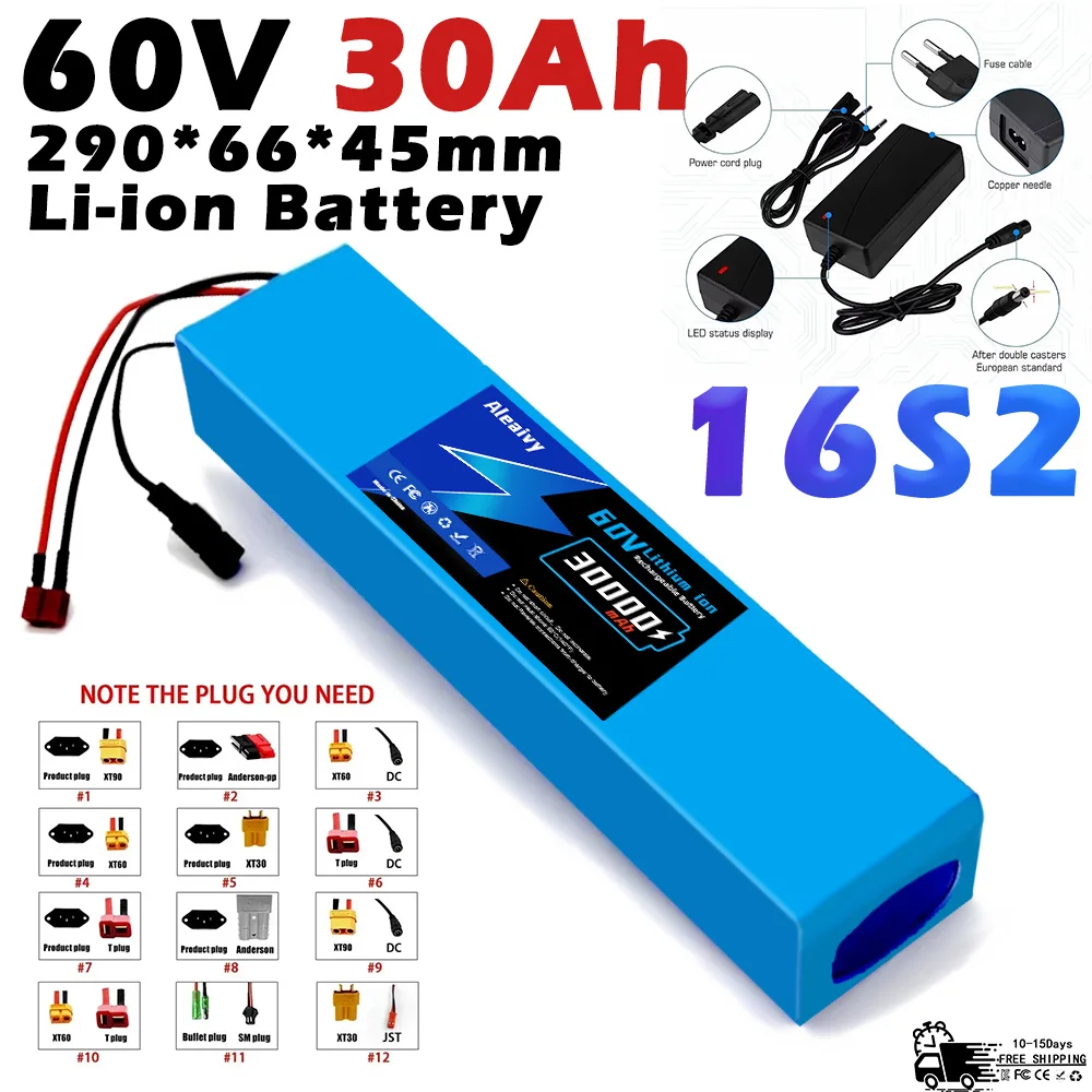 60V 50Ah Electric Scooter Battery - 2025年アップグレード版 60V 30Ah 18650リチウムイオンバッテリーパック 電動自転車/スクーター用 16S2P