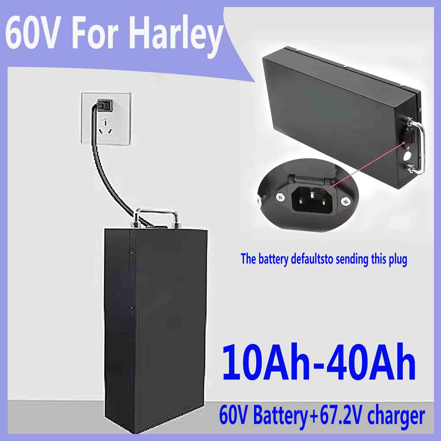 60V 50Ah Electric Scooter Battery - ハーレーバッテリー用 60V 20AH -40AH リチウムバッテリーパック、2000W 電動スクーターバイク+充電器に適しています