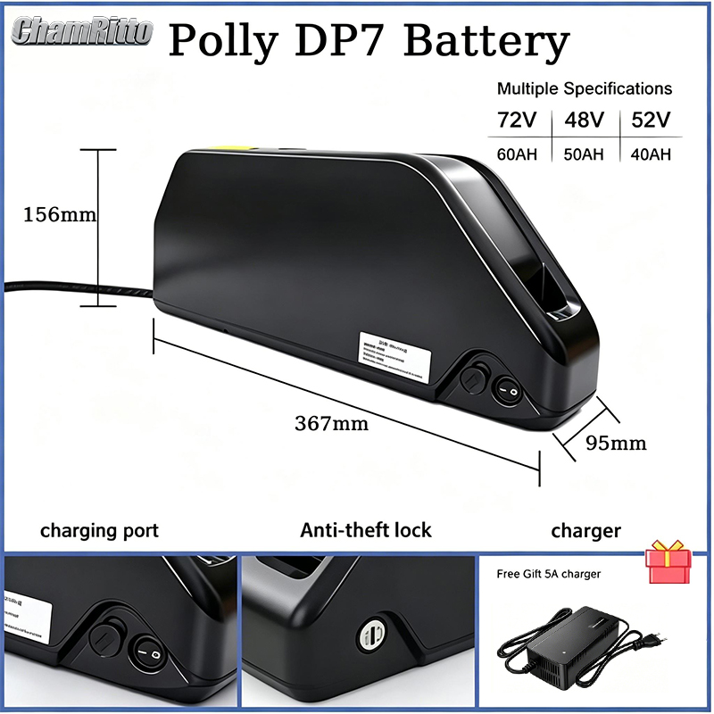 電動自転車用バッテリー ダウンチューブ Hailong Po - 72V 50Ah 21700 Lithium Battery のレビューと価格