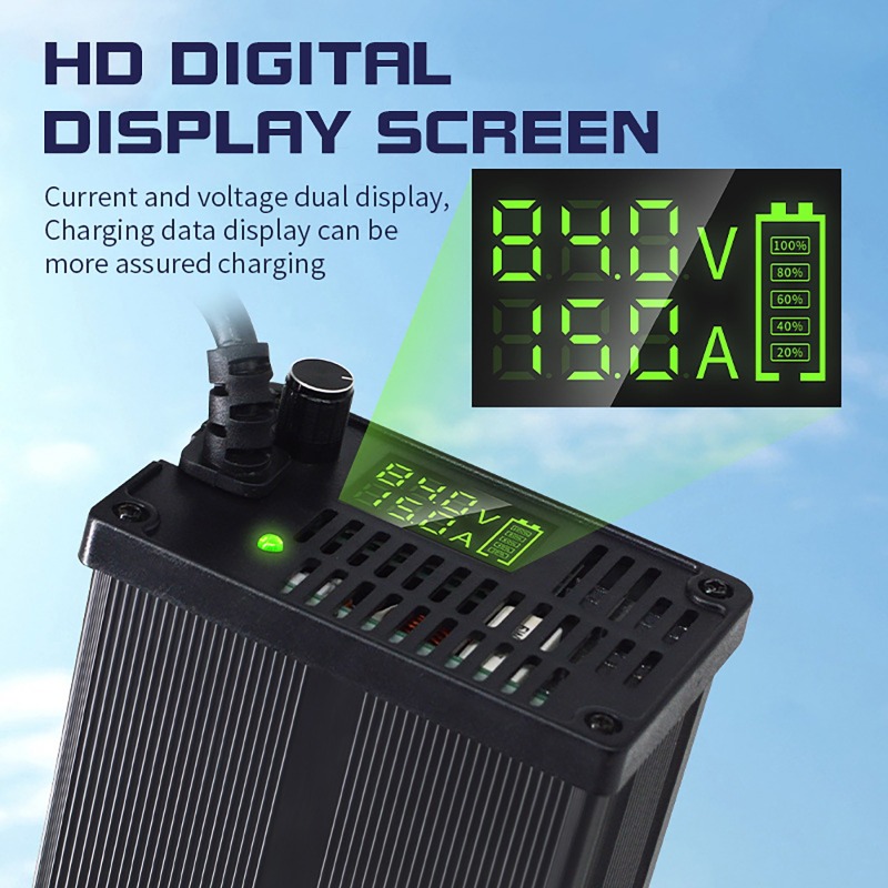 48Vアルミシェル調整可能リチウム電池充電器 2-8A 2- - 84V 20A Smart Charger のレビューと価格