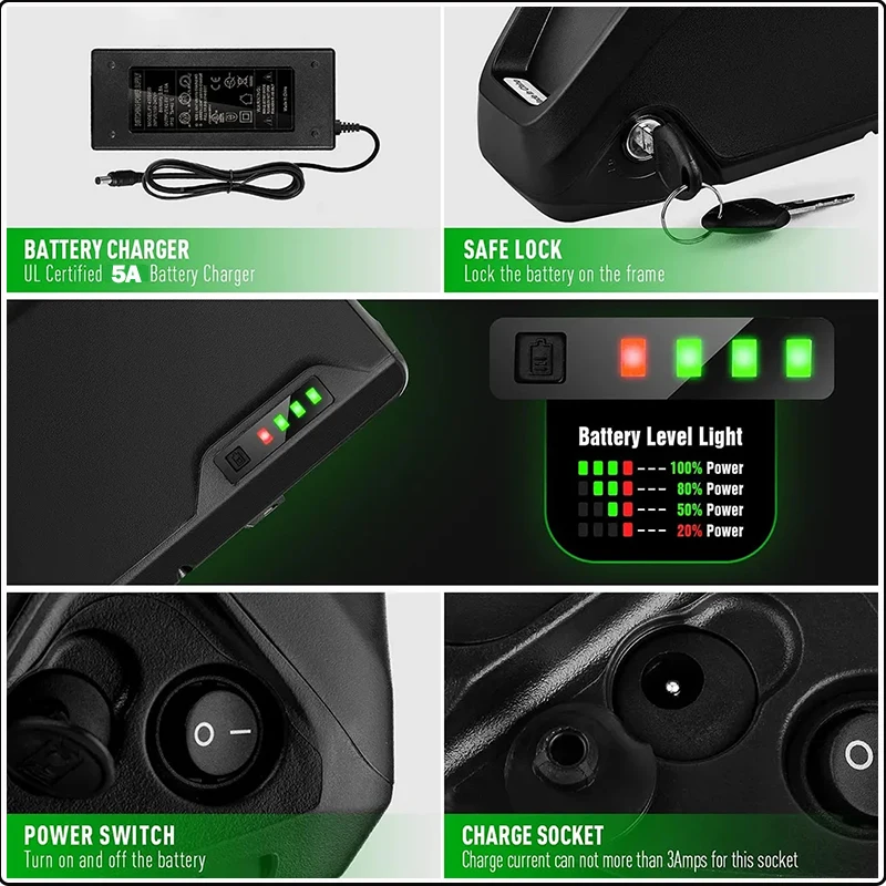海龍電動自転車 36v 48v 52v 60v 72v 25 - 72V 50Ah 21700 Lithium Battery のレビューと価格