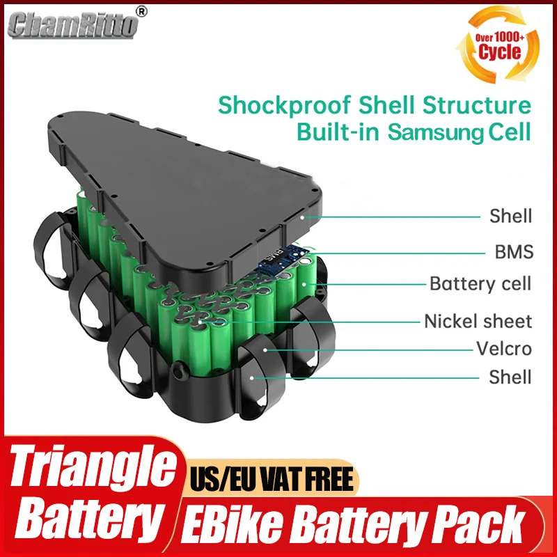電動自転車 60v 72v 三角形チャムライダーバッテリー  - 72V 50Ah 21700 Lithium Battery のレビューと価格