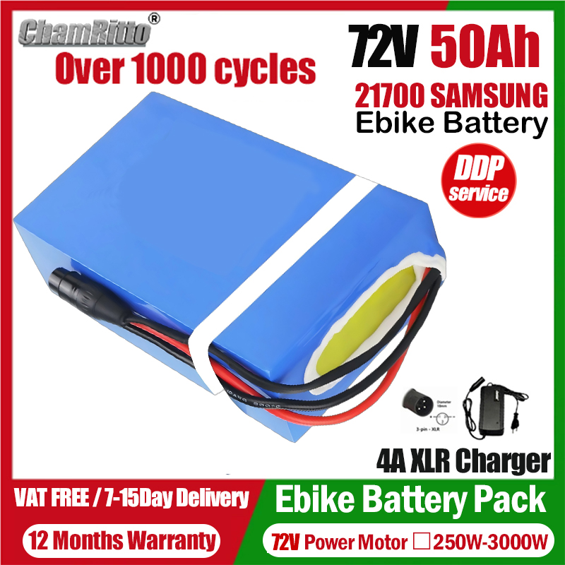 72V電動自転車 cham-rider 84V 3000w  - 72V 50Ah 21700 Lithium Battery のレビューと価格