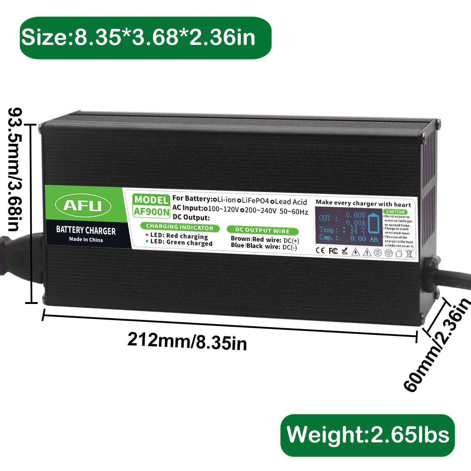 58.4V 15A LiFePO4 バッテリー充電器 OLE - 84V 20A Smart Charger のレビューと価格