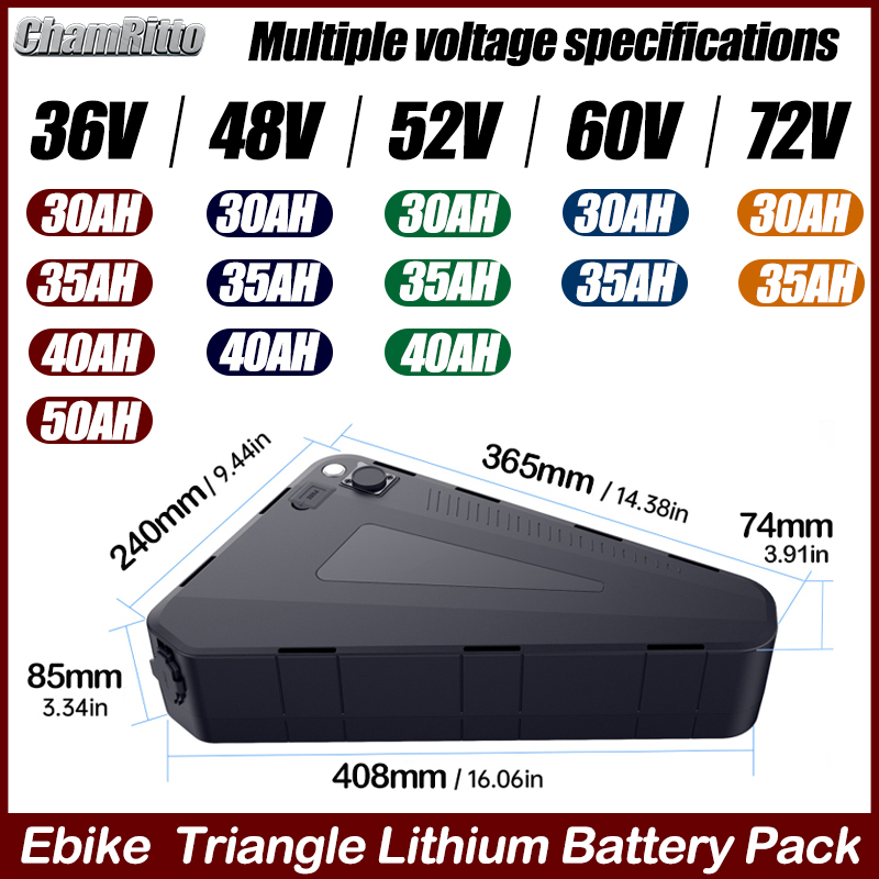電動自転車 60v72v 3000w 三角形バッテリー 36 - 72V 50Ah 21700 Lithium Battery のレビューと価格