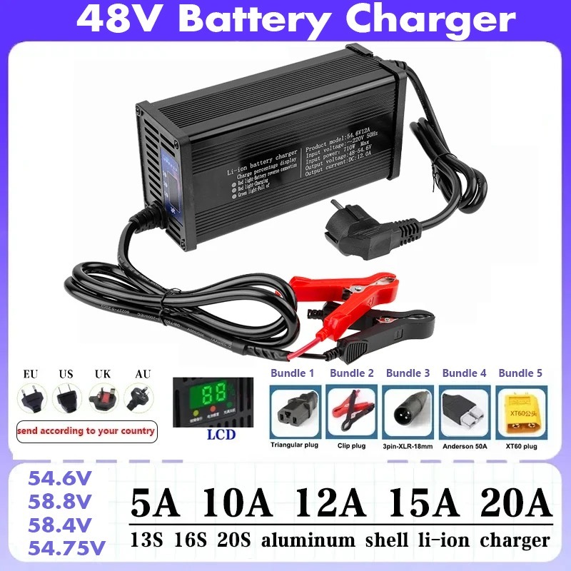 高出力48V 5A 8A 10A 12A 15A 20A電気 - 84V 20A Smart Charger のレビューと価格
